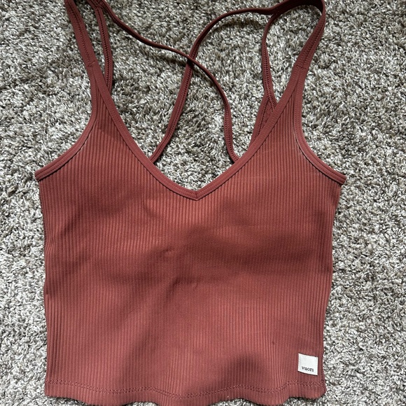 Women's Rust Ribbed Crop Top - Picture 1 of 2